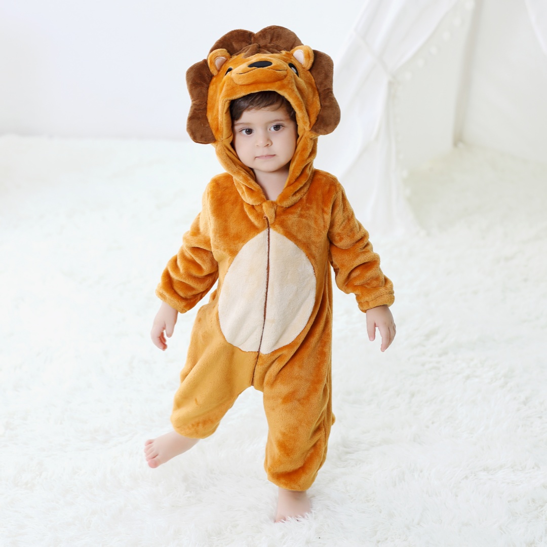 Cotton Baby Onesies Zipper - Neugeborenen Baby Niedlichen Löwen Tier Cartoon