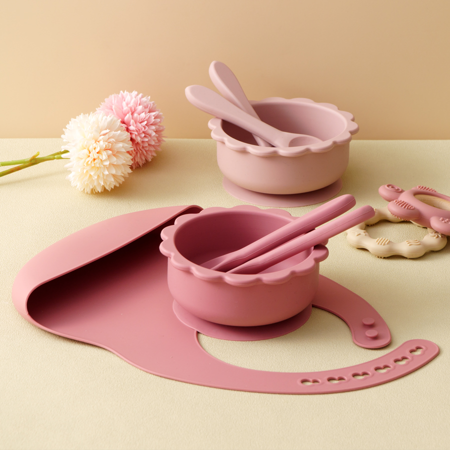 Waterproof Baby Bibs Silicone - 4 Stück Baby Silikon Geschirr Set