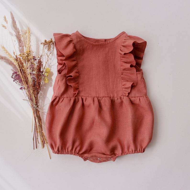 Baby Summer Linen Sleeveless Jumpsuit - Sommer Neugeborenen Baby Mädchen Romper Baumwolle