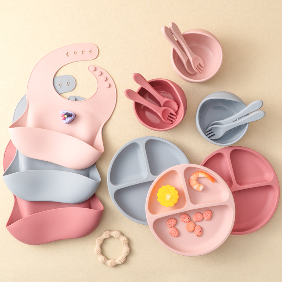 Waterproof Baby Bibs Silicone - 5Pcs Baby Silikon Fütterung Set Runde