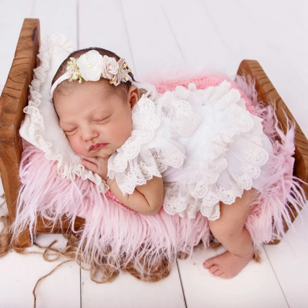 Infant Photography Props Outfit - Neugeborenen-Fotografie-Requisiten Mädchen Spitzen-Strampler Säuglings-Fotoshooting-Kleidung Baby-Outfit Weißes