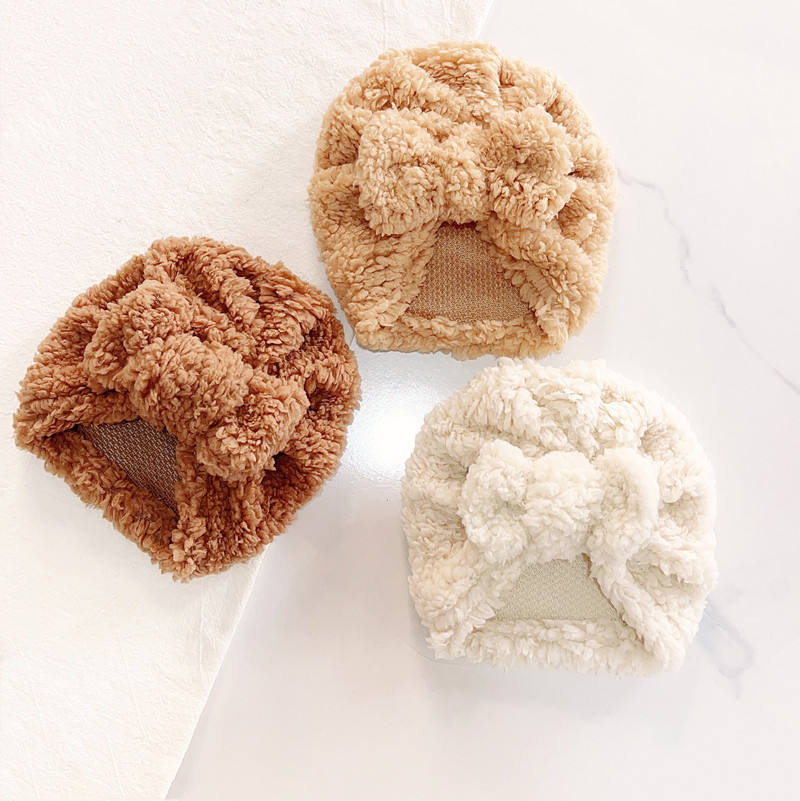 Infant Beanie Hat With Ears - Niedlicher Neugeborener Baby-Knoten-Turban, Schleife, Stoff, dicker