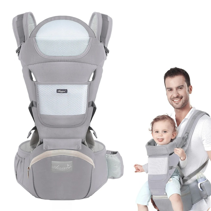 Ergonomic Baby Carrier Newborn To Toddler - Babytrage Ergonomisch Multifunktional mit Hüftsitz für