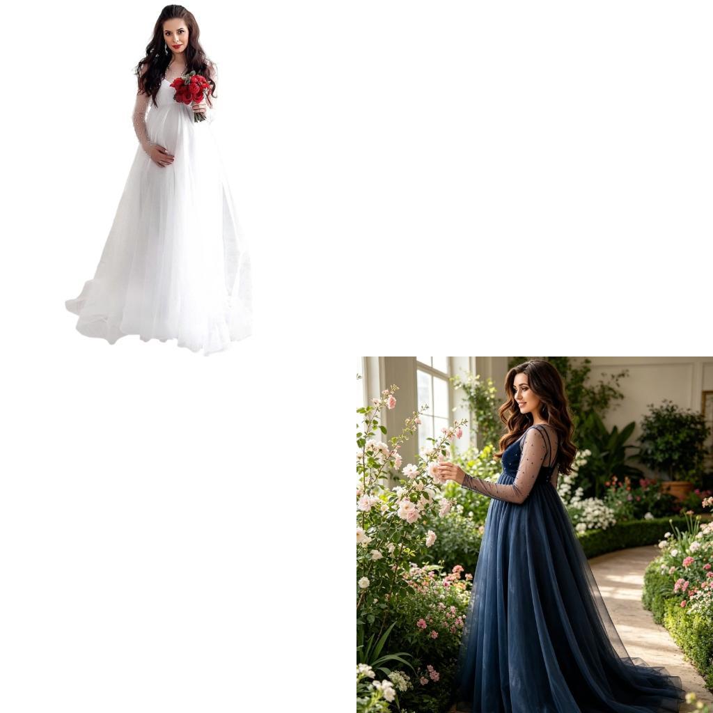 Maternity Wear - XXFE Stilvolles Umstandskleid mit Netzeinsatz aus