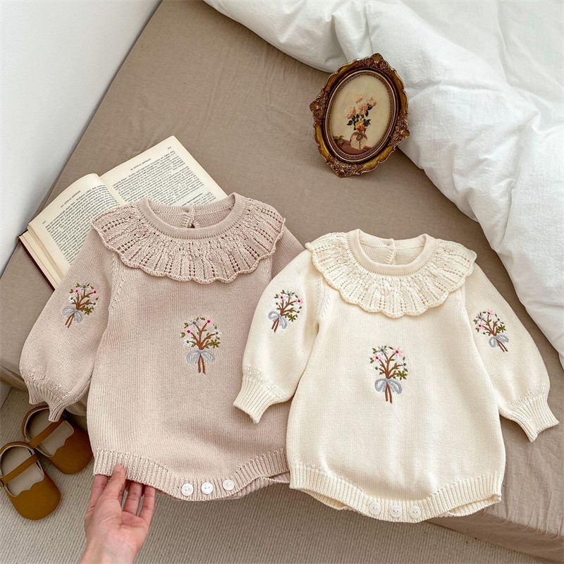 Herbst Neugeborene Strick Stra – Newborn Baby Girl Romper Floral Bewertung und Preis