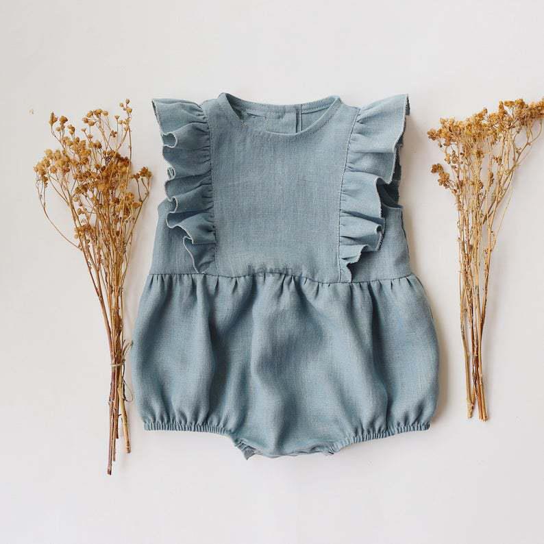 Sommer Neugeborenen Baby Mädch – Baby Summer Linen Sleeveless Jumpsuit Bewertung und Preis