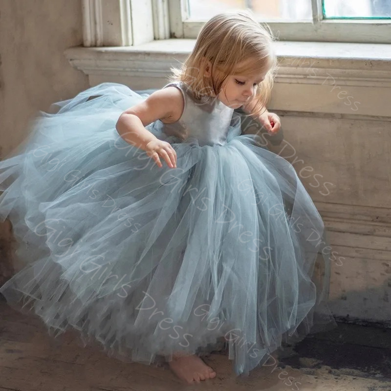 Blaues Blumenmädchenkleid für  – Toddler Girl Tulle Party Dress Bewertung und Preis