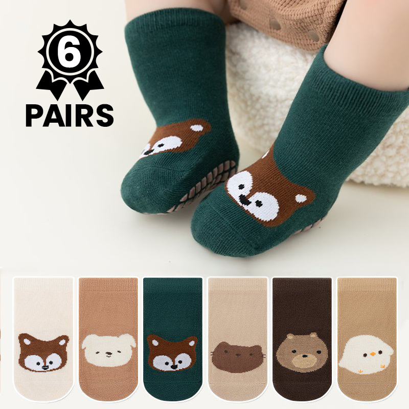 6 Paar Niedliche Cartoon-Tier- – Unisex Baby Socks Non Slip Bewertung und Preis
