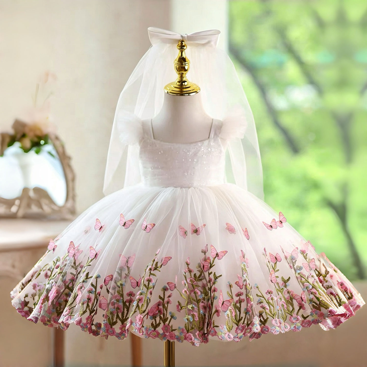 Jill Wish D277 Weißes Schmette – Toddler Girl Tulle Party Dress Bewertung und Preis