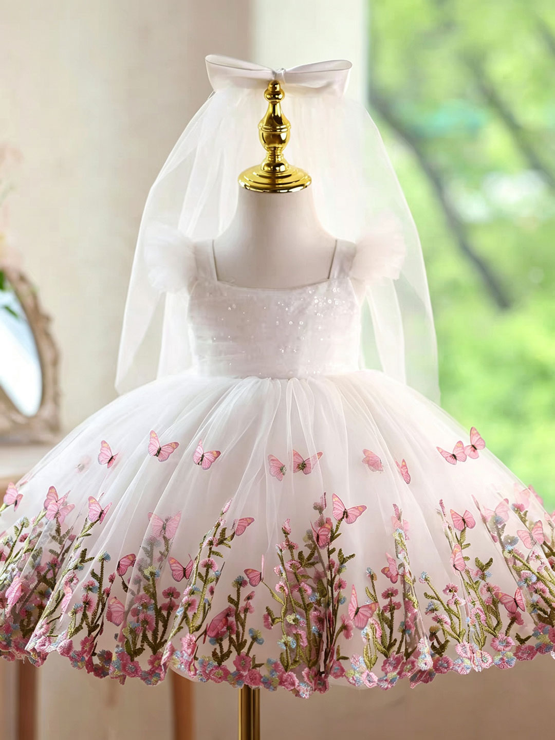 Jill Wish D277 Weißes Schmette – Toddler Girl Tulle Party Dress Bewertung und Preis