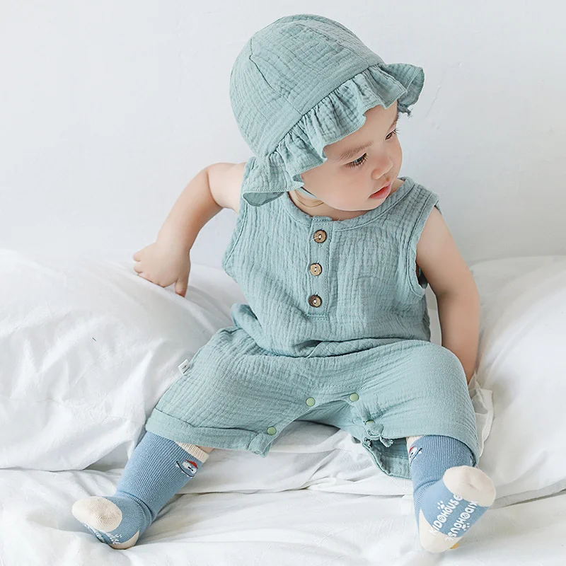 2 Teile/satz Baby Sommer Kleid – Baby Summer Linen Sleeveless Jumpsuit Bewertung und Preis